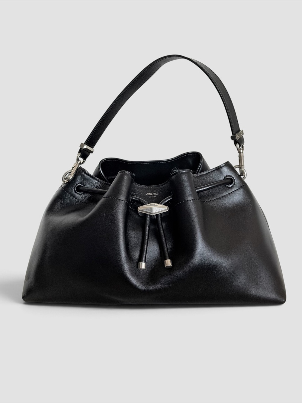 Jimmy Choo Cinch Medium Black Leather Shoulder Bag
